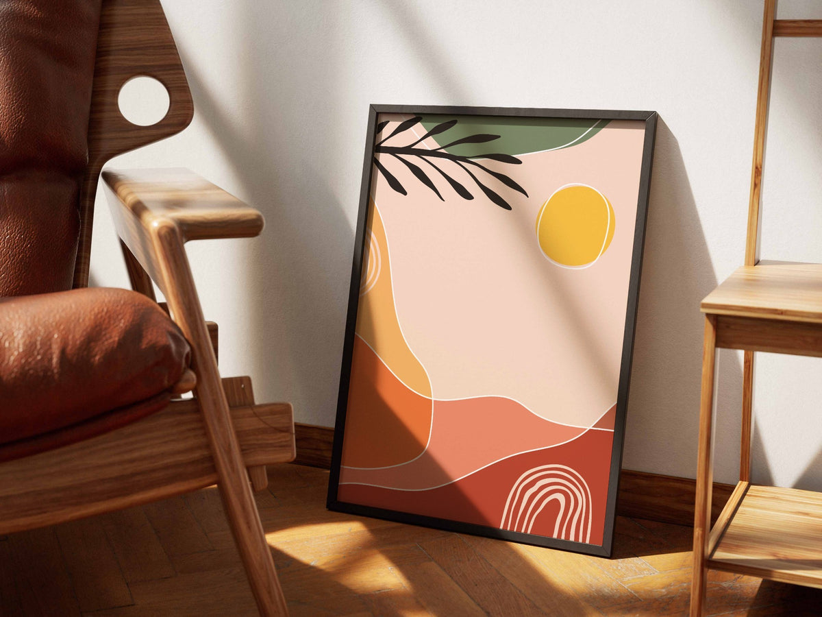 Peach Orange Botanical Landscape Abstract Poster