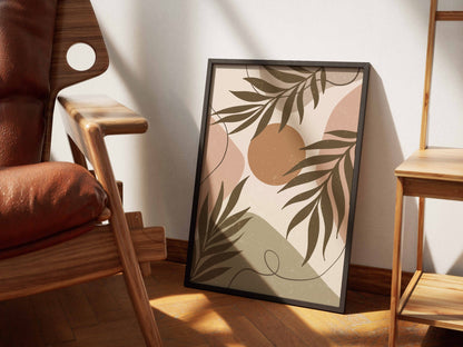 Brown Taupe Botanical Leaf Collage Poster
