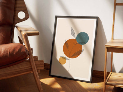 Teal Ochre Stacked Circles Abstract Poster