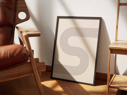 Grey Soft S-Curve Line Poster