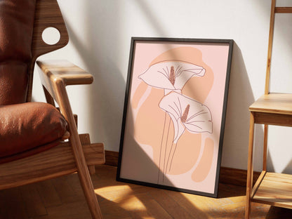 Peach Twin Mushroom Abstract Poster