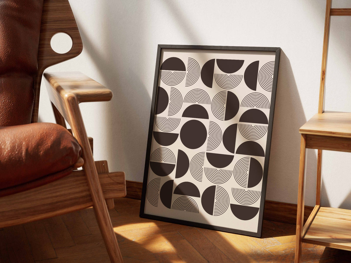 Brown Cream Geometric Tile Poster