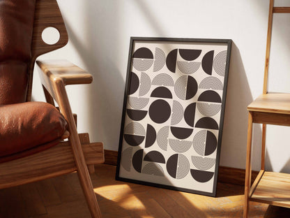 Brown Cream Geometric Tile Poster