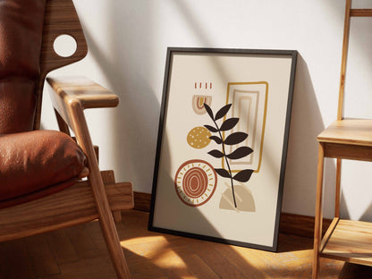 Brown Ochre Botanical Frame Abstract Poster