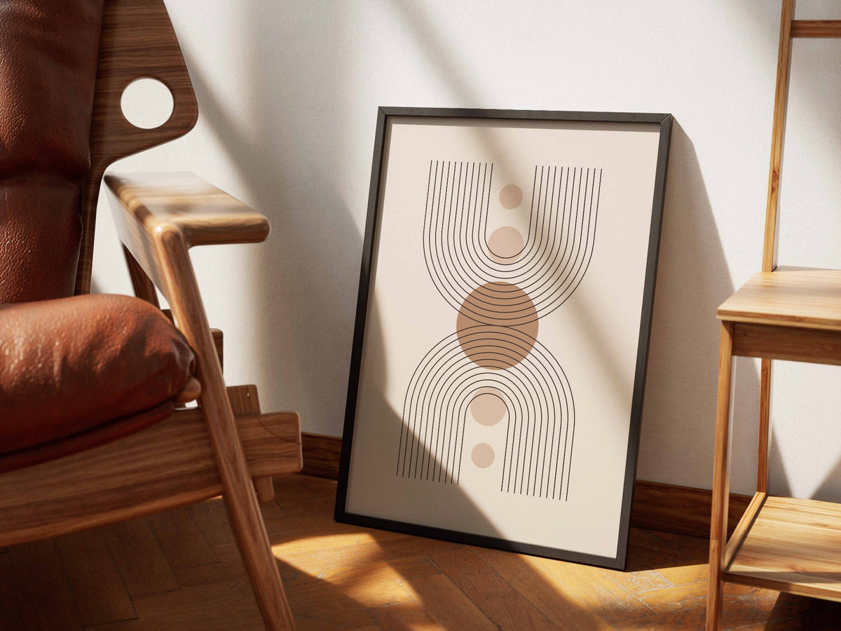 Taupe Central Medallion Lines Poster