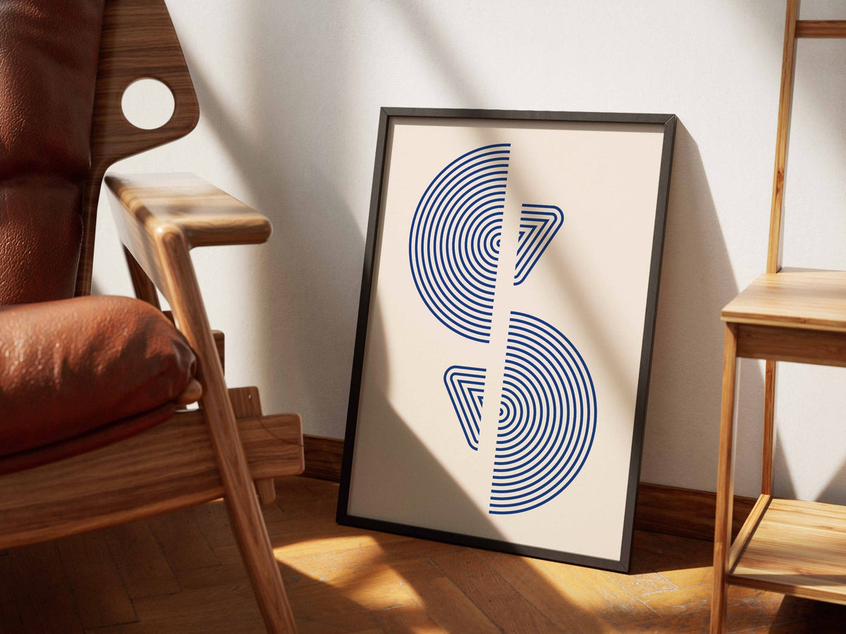 Blue Mirrored Leaf Forms Poster
