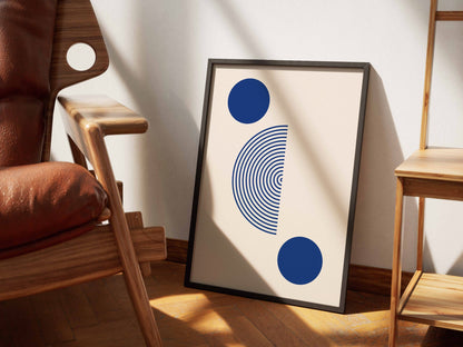 Blue Circle and Semicircle Poster