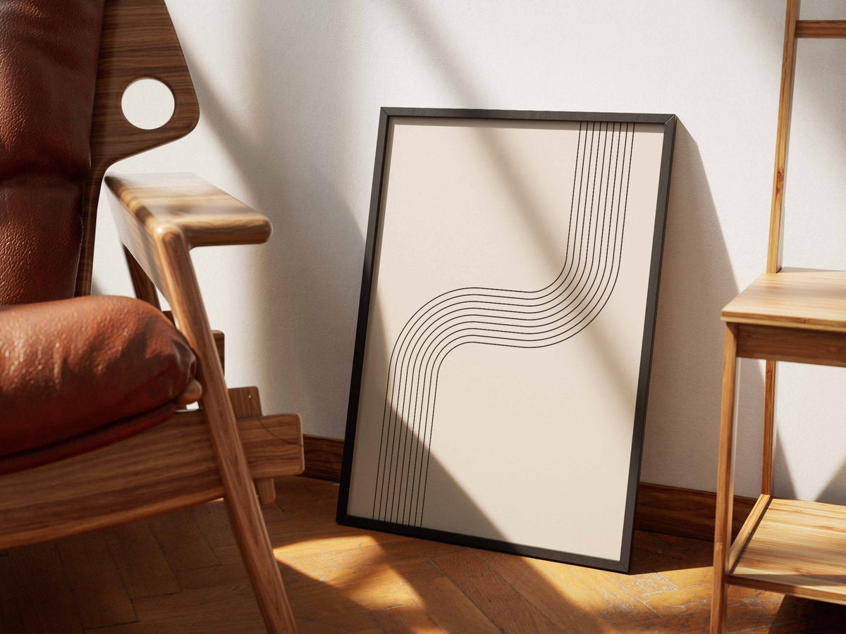 Taupe Gentle Bend Line Poster