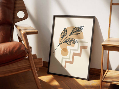 Green Leaf Terracotta Steps Abstract Poster