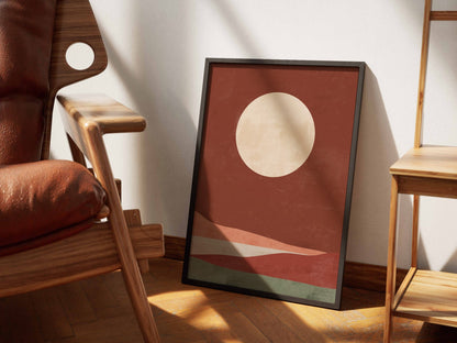 Rust Moon Horizon Abstract Poster