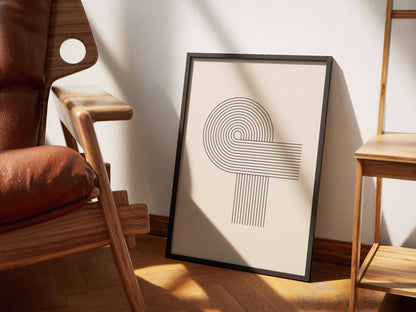 Grey Spiral Corner Line Poster