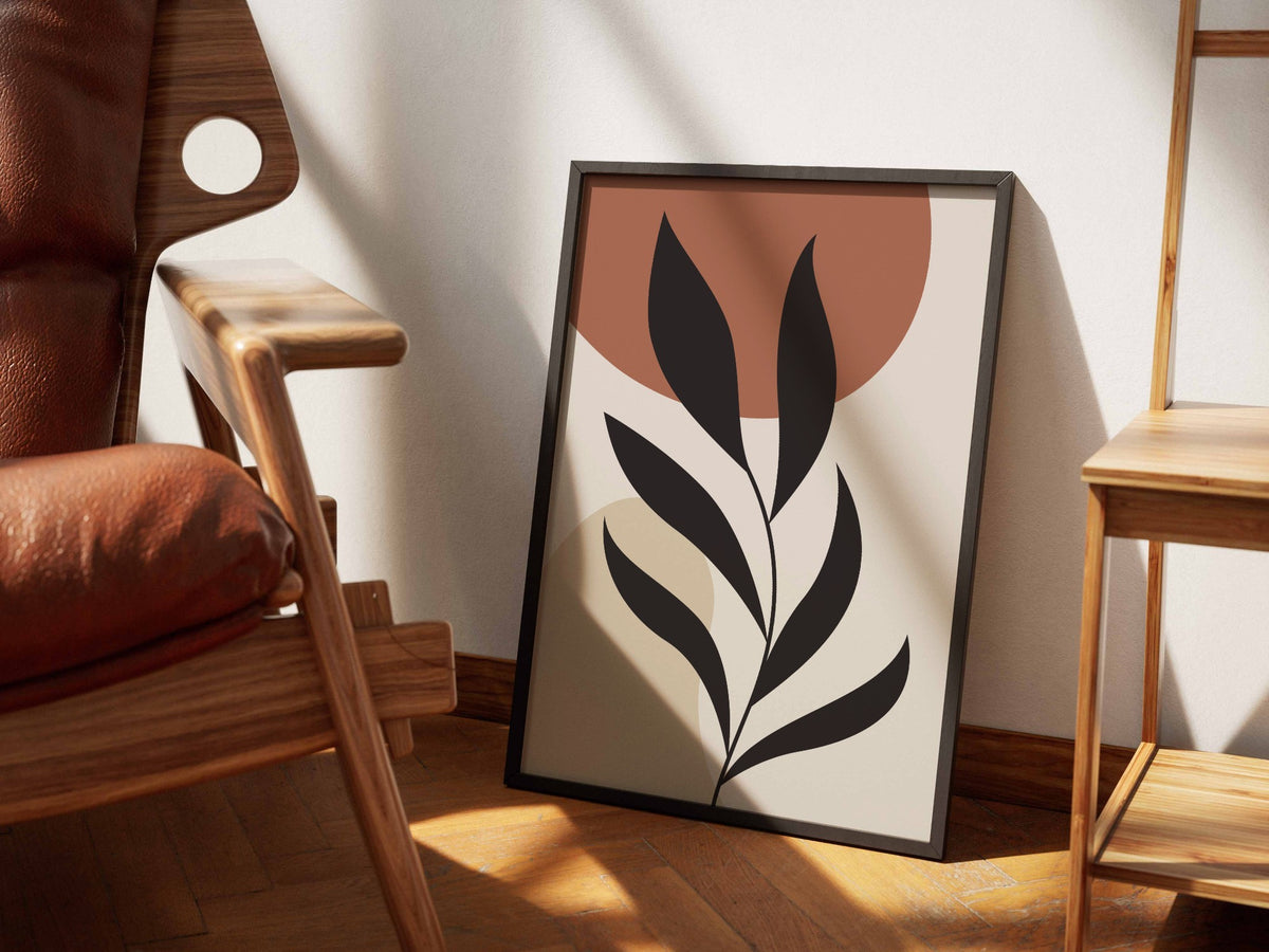 Black Brown Minimal Stem Abstract Poster