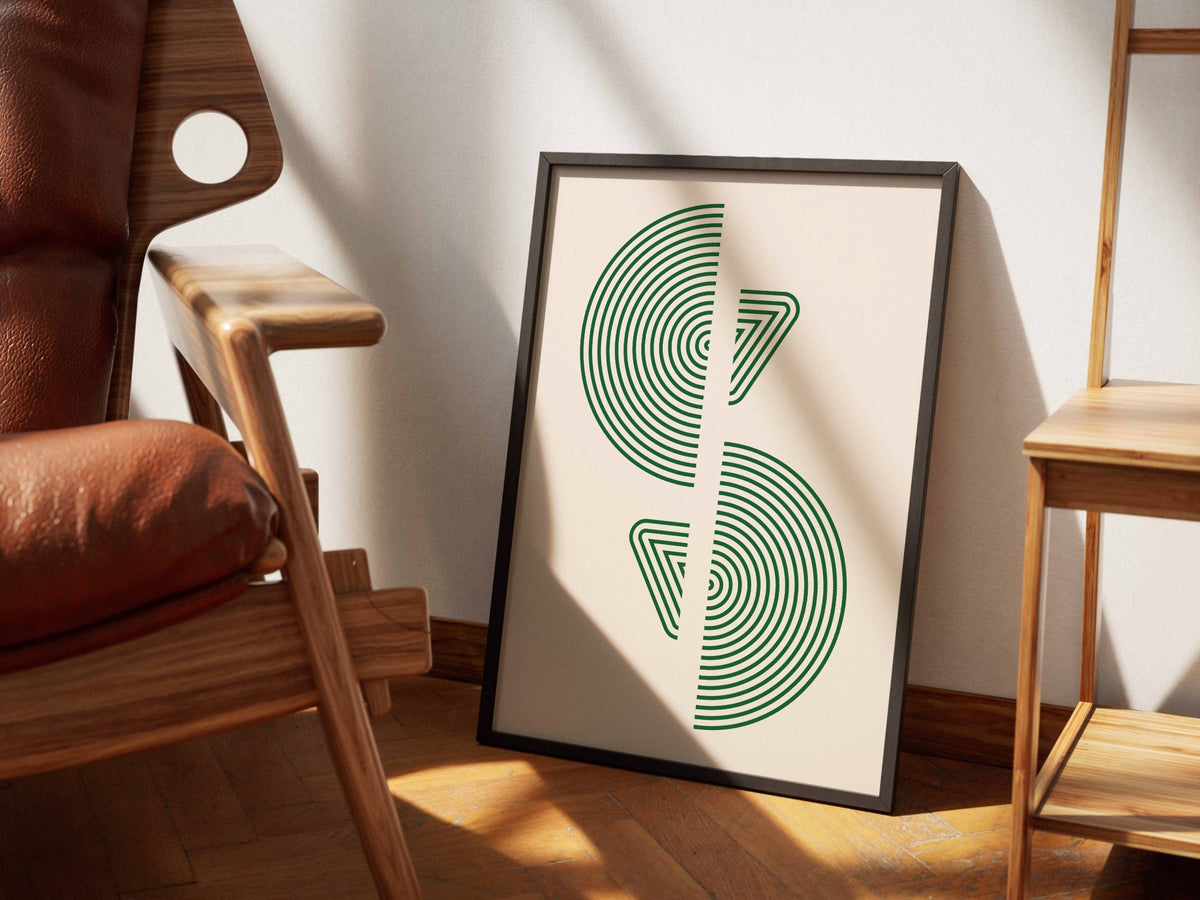 Green Mirrored Leaf Forms Poster