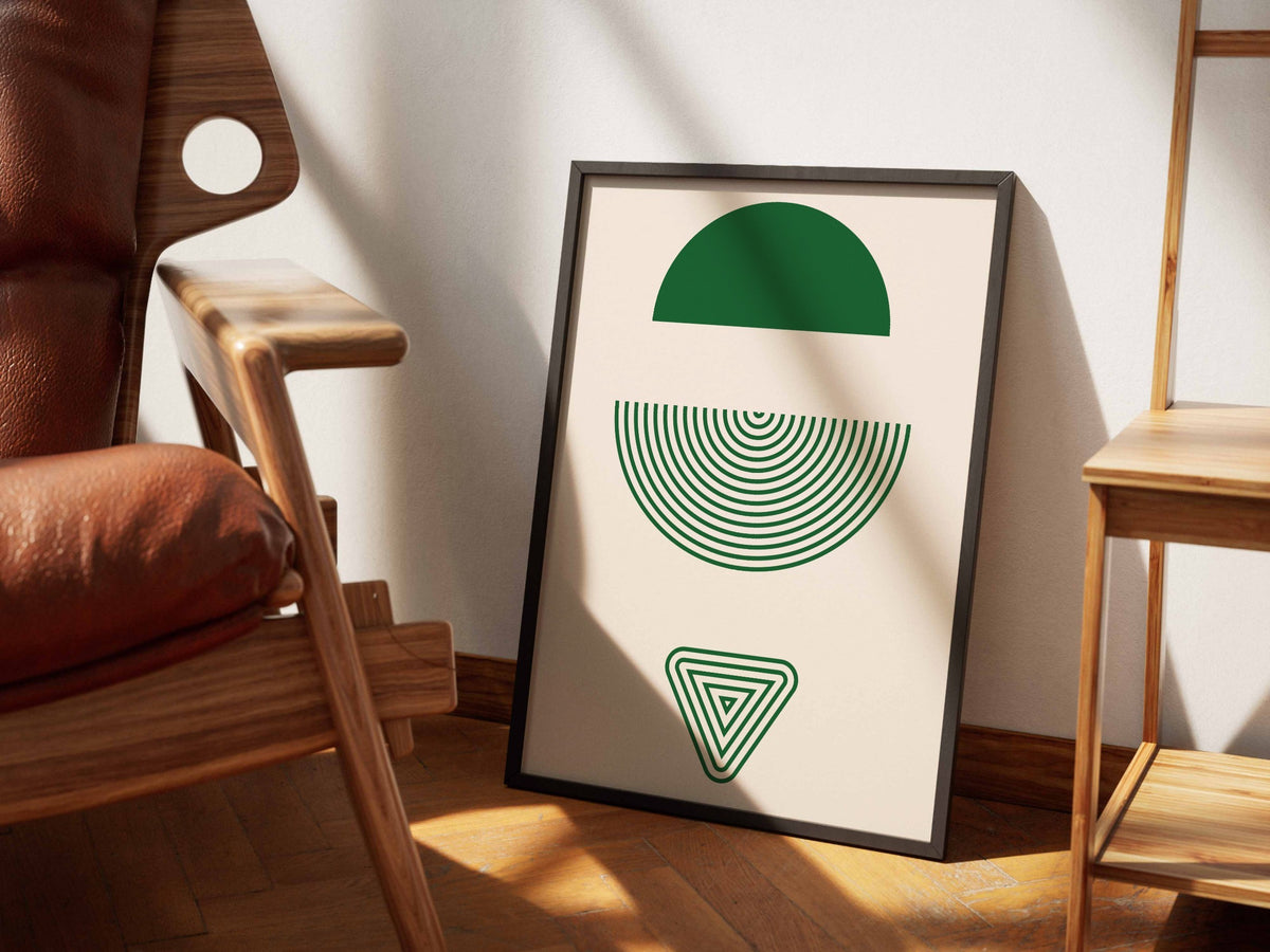Green Split Sun Geometric Poster