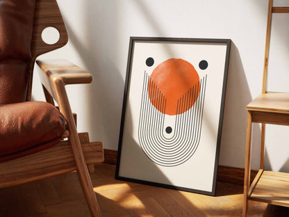 Orange Disc and Lines Poster