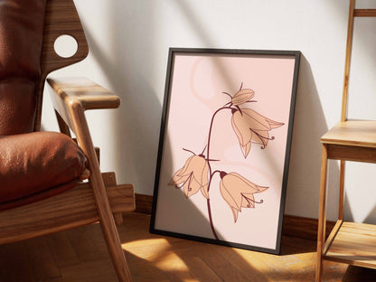 Peach Botanical Branch Abstract Poster