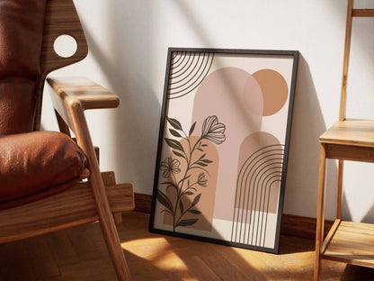 Beige Brown Botanical Architecture Abstract Poster