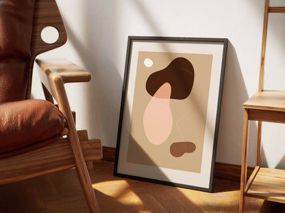 Chocolate Beige Rounded Forms Abstract Poster