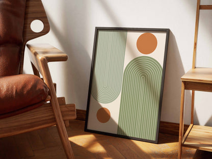 Sage Orange Rounded Blocks Poster