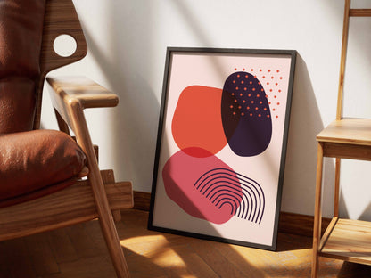 Pink Navy Layered Graphic Forms Abstract Poster