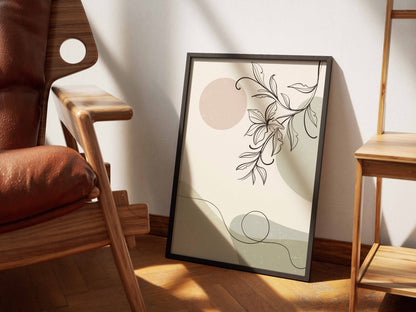 Neutral Botanical Line Landscape Poster