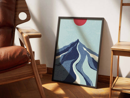 Blue Mountain River Abstract Poster
