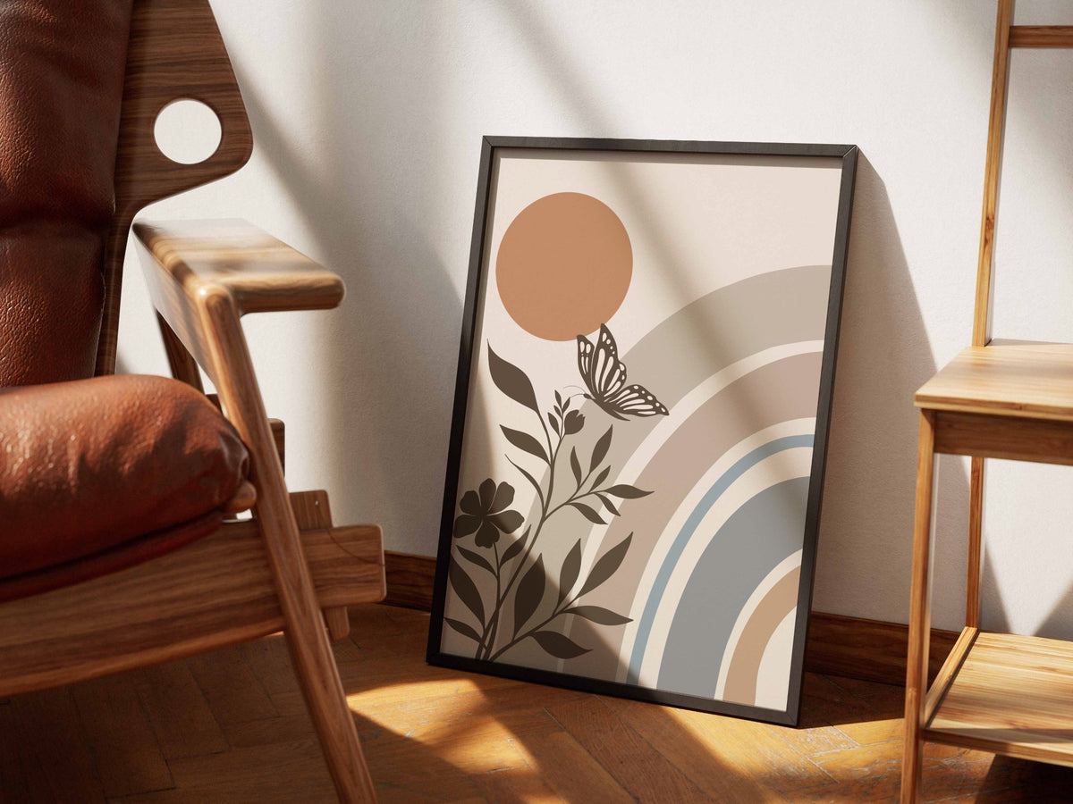 Beige Rust Rainbow Botanicals Abstract Poster