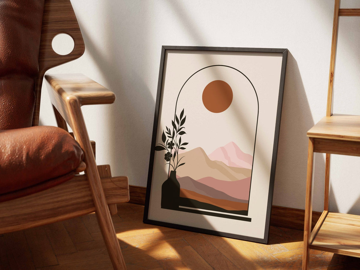 Neutral Arch Botanical Mountains Poster