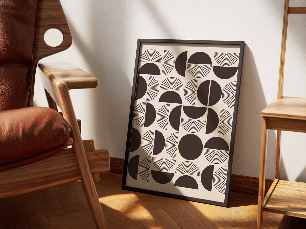 Dark Brown Abstract Tile Pattern Poster