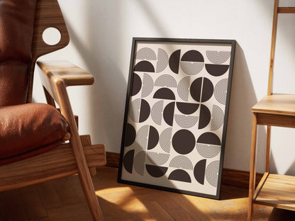 Dark Brown Abstract Tile Pattern Poster