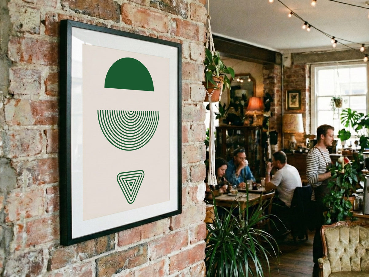 Green Split Sun Geometric Poster