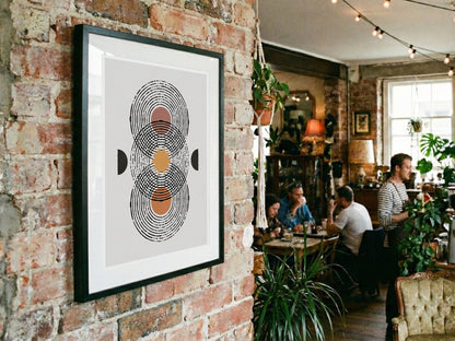 Grey Mosaic Circle Geometric Poster