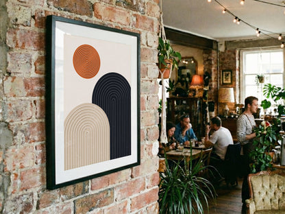Orange Navy Twin Arches Poster