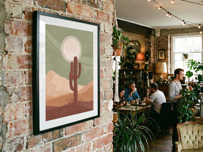 Sage Desert Cactus Sunset Poster