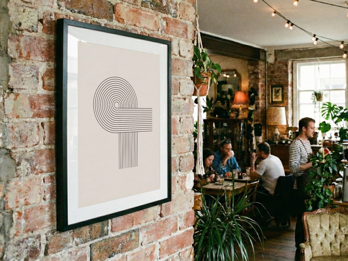 Grey Spiral Corner Line Poster