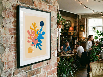 Orange Blue Botanical Shapes Poster