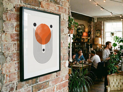 Orange Disc and Lines Poster