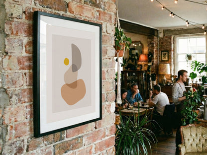 Beige Grey Rounded Balance Abstract Poster