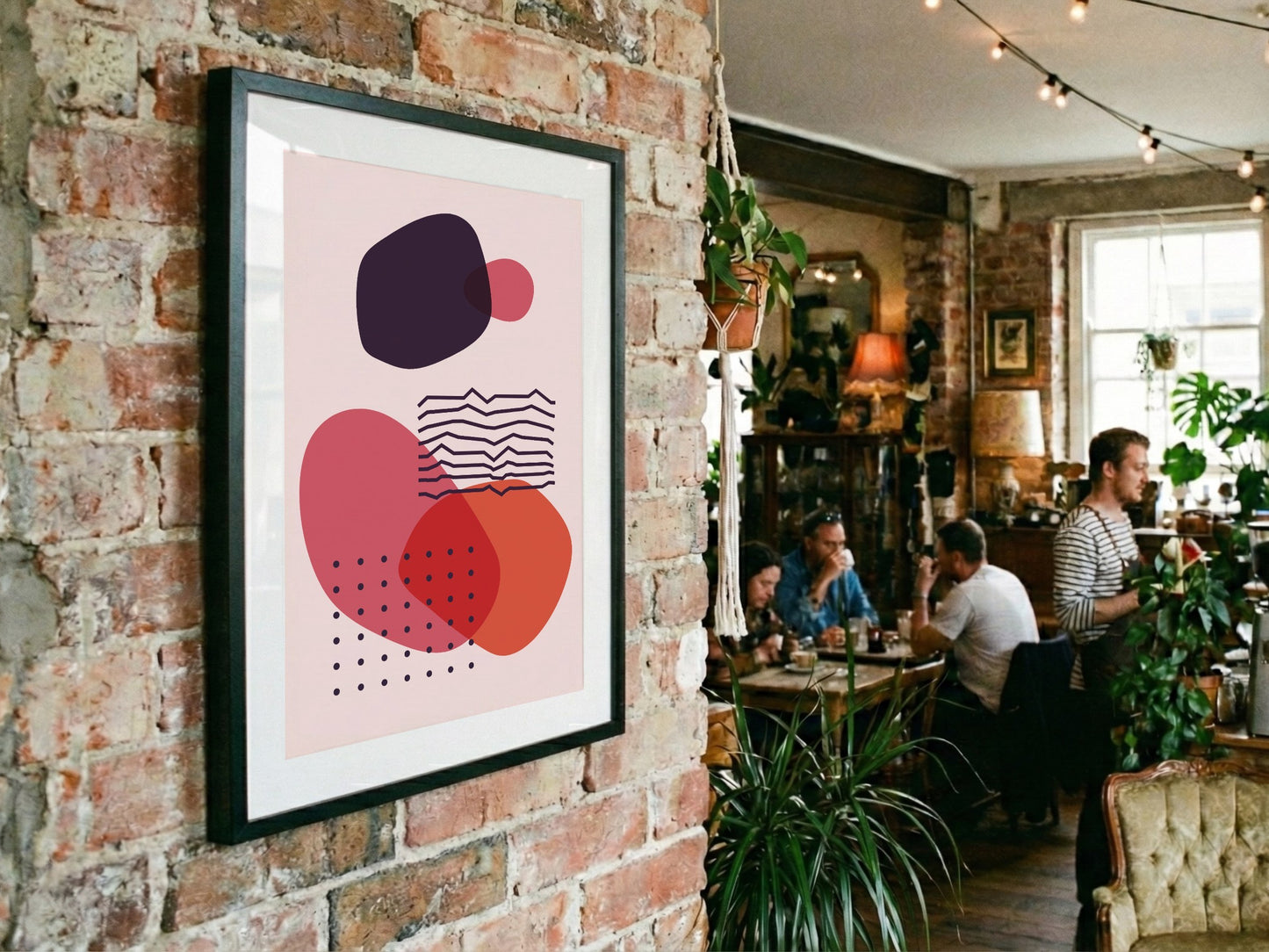 Pink Red Navy Circle Balance Abstract Poster
