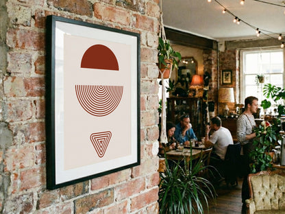 Terracotta Split Sun Geometric Poster