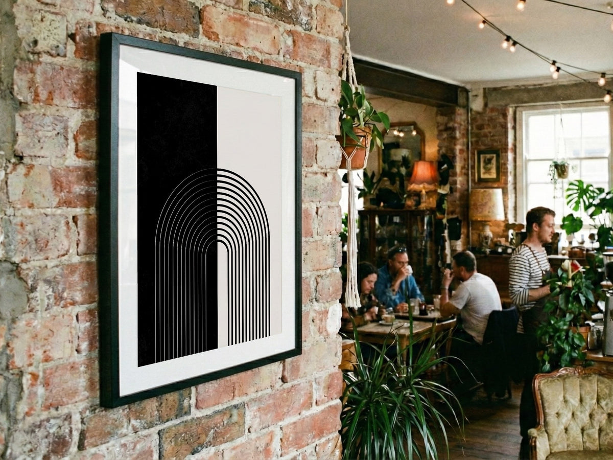Black and Grey Split Circle Poster