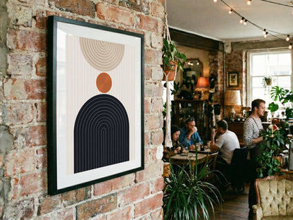 Orange Dot and Navy Arch Poster