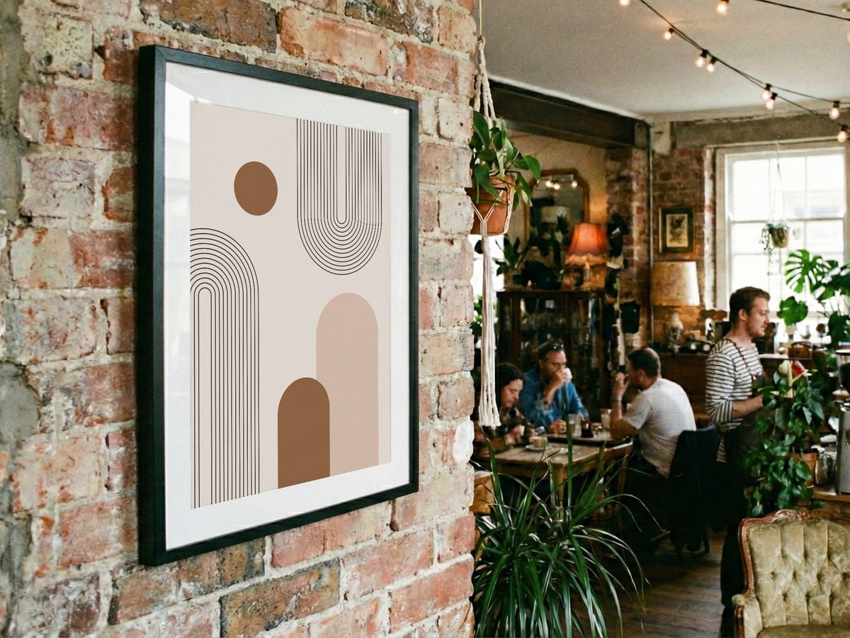 Ochre Grey Vertical Shapes Poster
