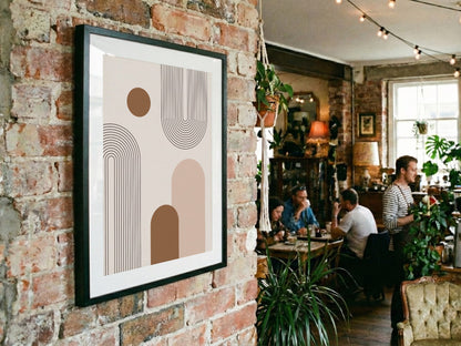 Ochre Grey Vertical Shapes Poster