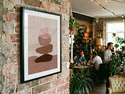 Brown Neutral Stacked Forms Abstract Poster