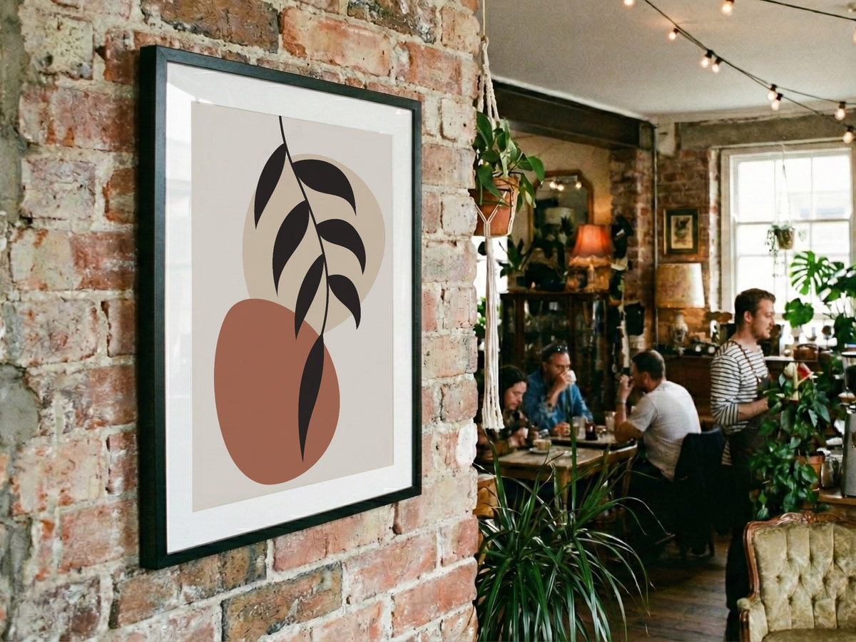 Brown Black Organic Leaf Balance Abstract Poster