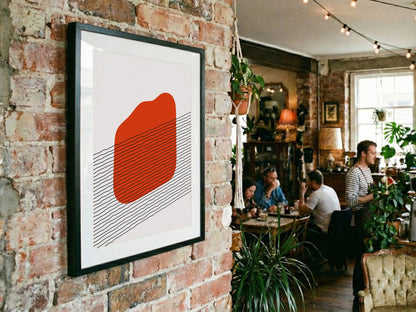 Red Grey Offset Block Abstract Poster