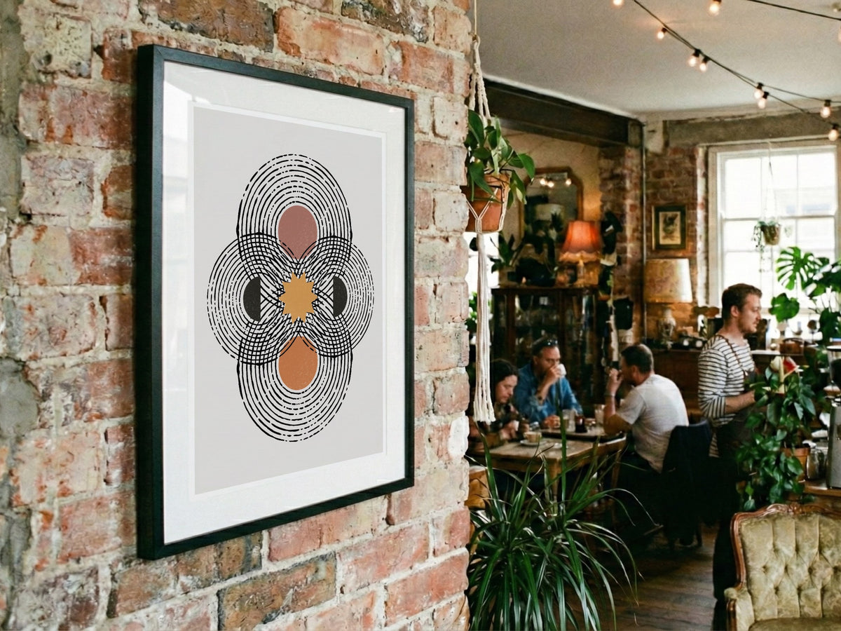 Grey Layered Rosette Poster