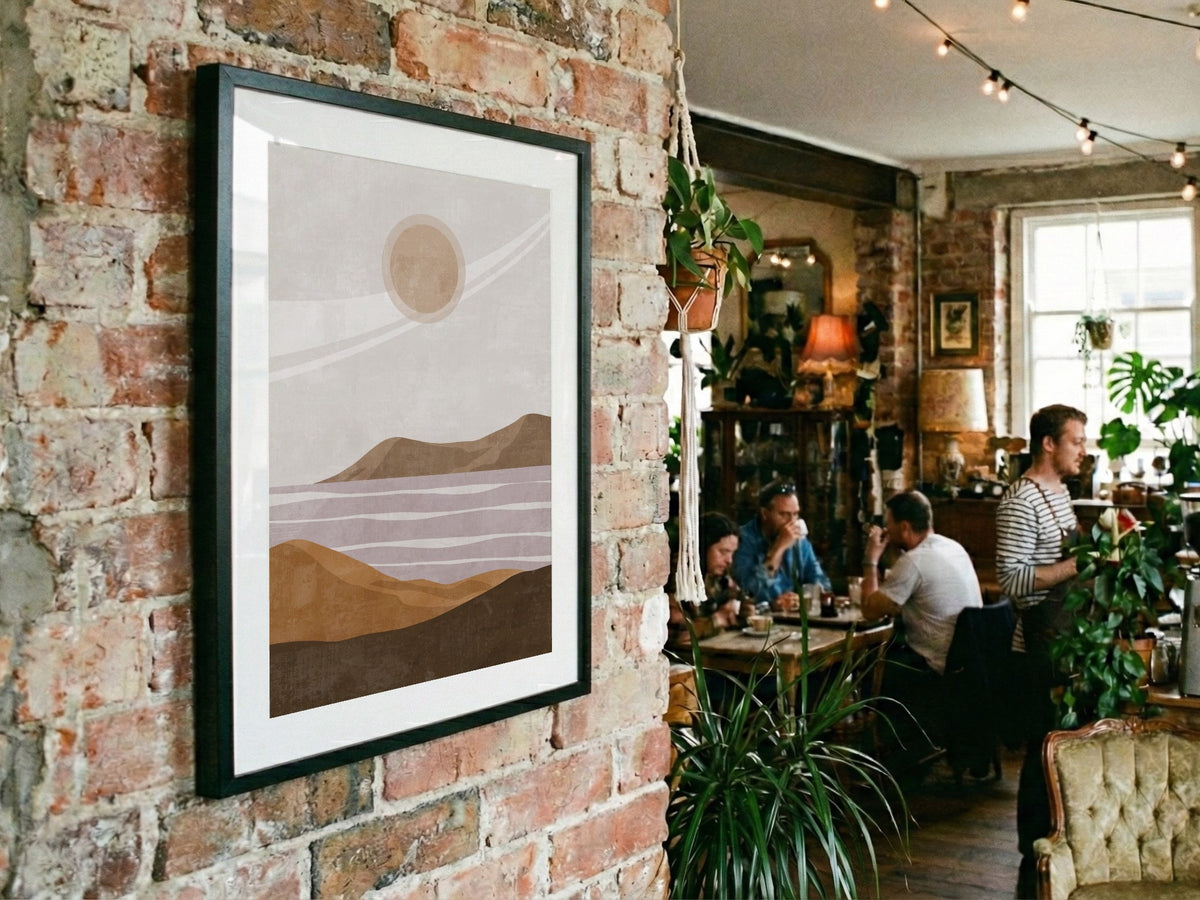Neutral Moon Mountain Abstract Poster