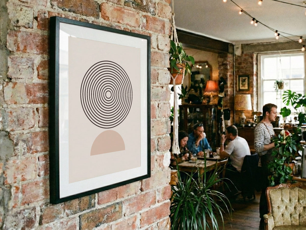 Grey Circular Fan Motif Poster